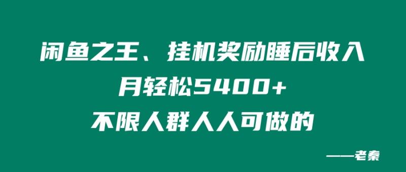 闲鱼之王,挂机奖励睡后收入,月轻松5400+,不限男女人人可做的